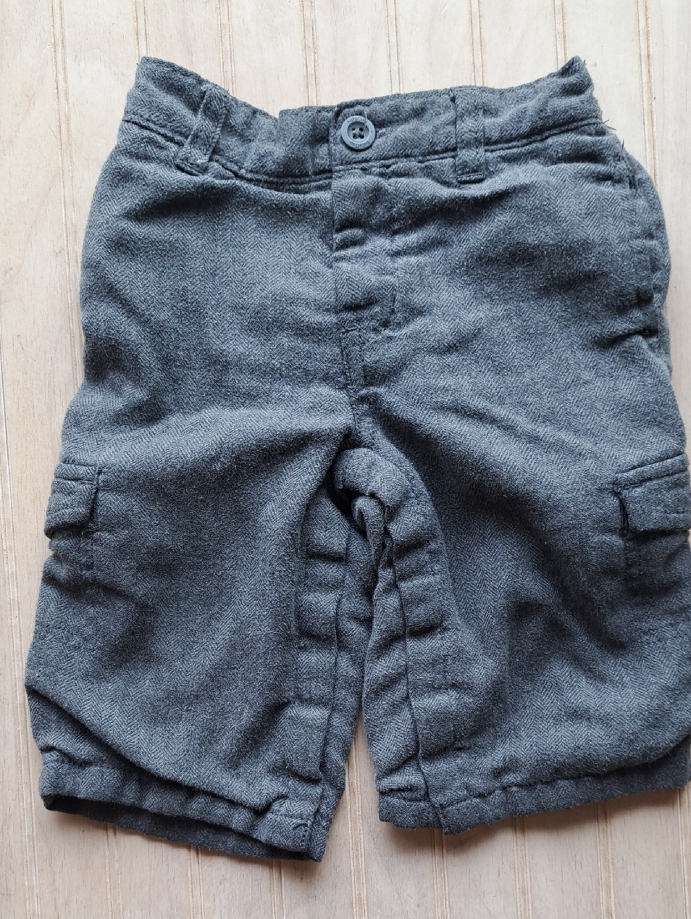 Baby Gap Lined Cargo Dress Pants Gray Herringbone Infant 6-12M Boy Classic